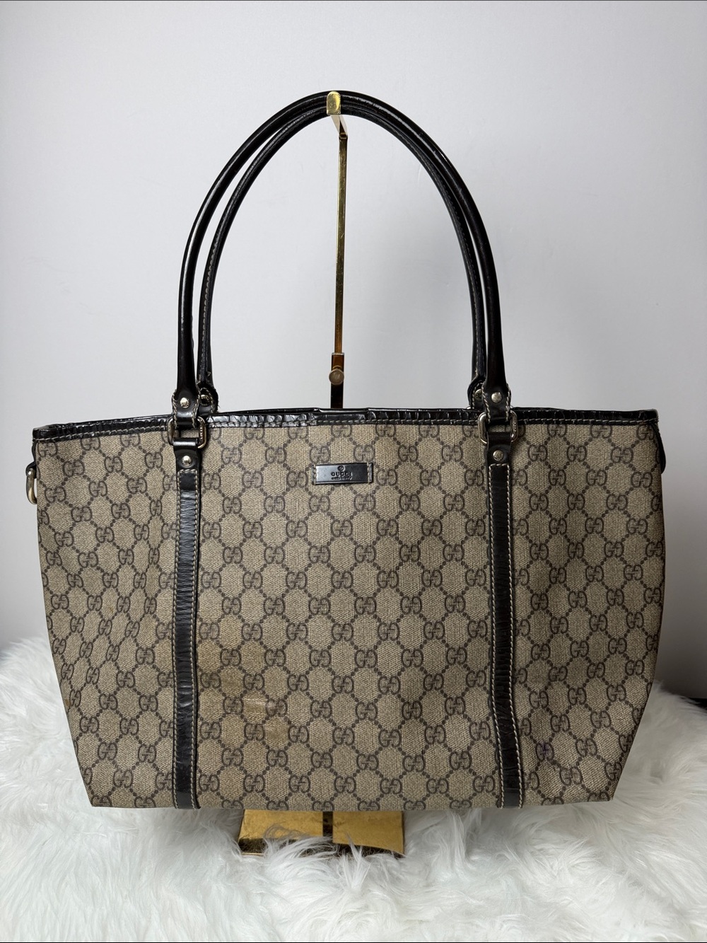 Gucci GG Monogram Large Tote Bag Beige Canvas